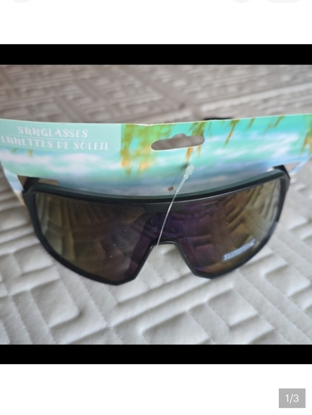 Black Men's Shield Sunglasses - Unbranded